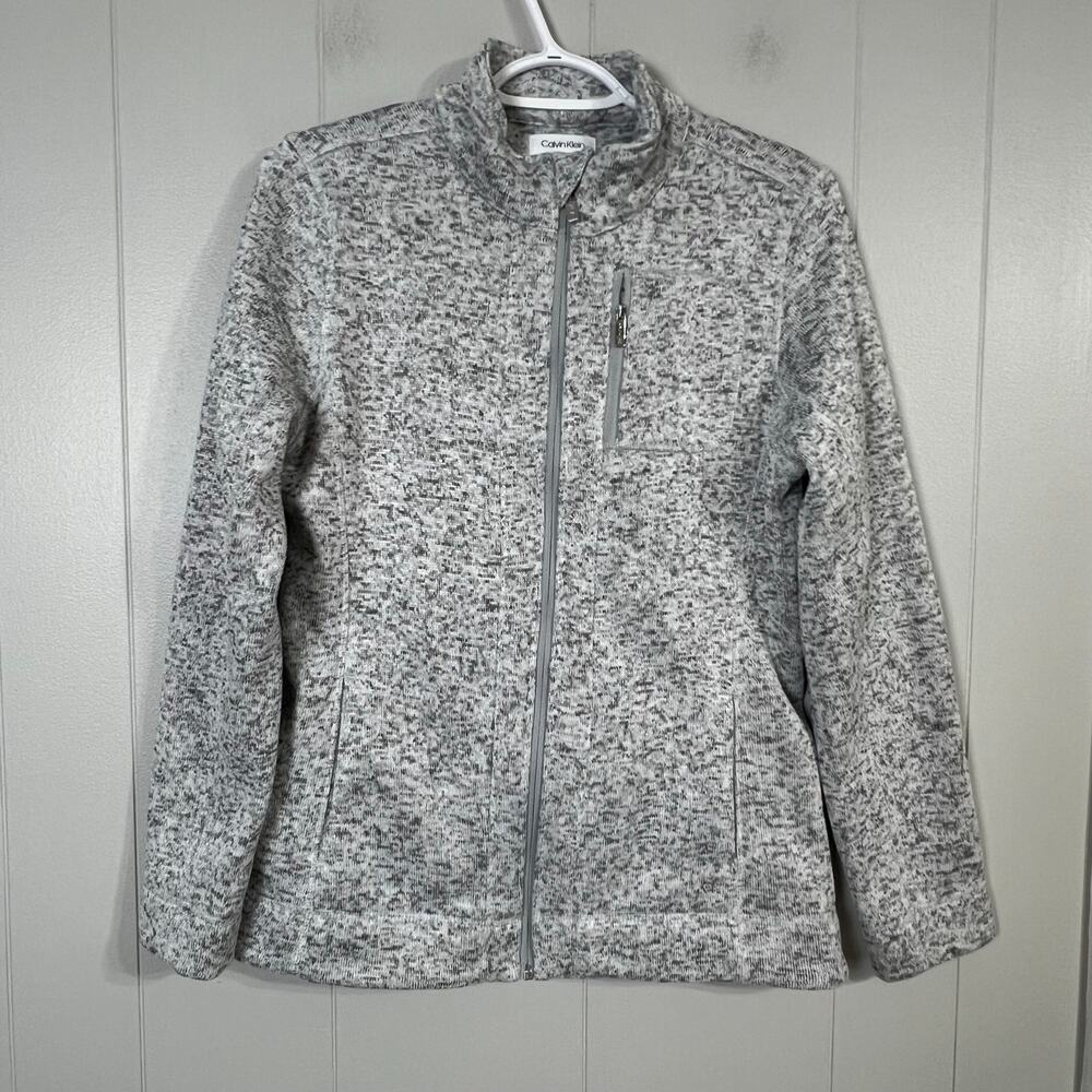 Calvin Klein  Sweater Fleece Jacket Womens Small Gray Full Zip